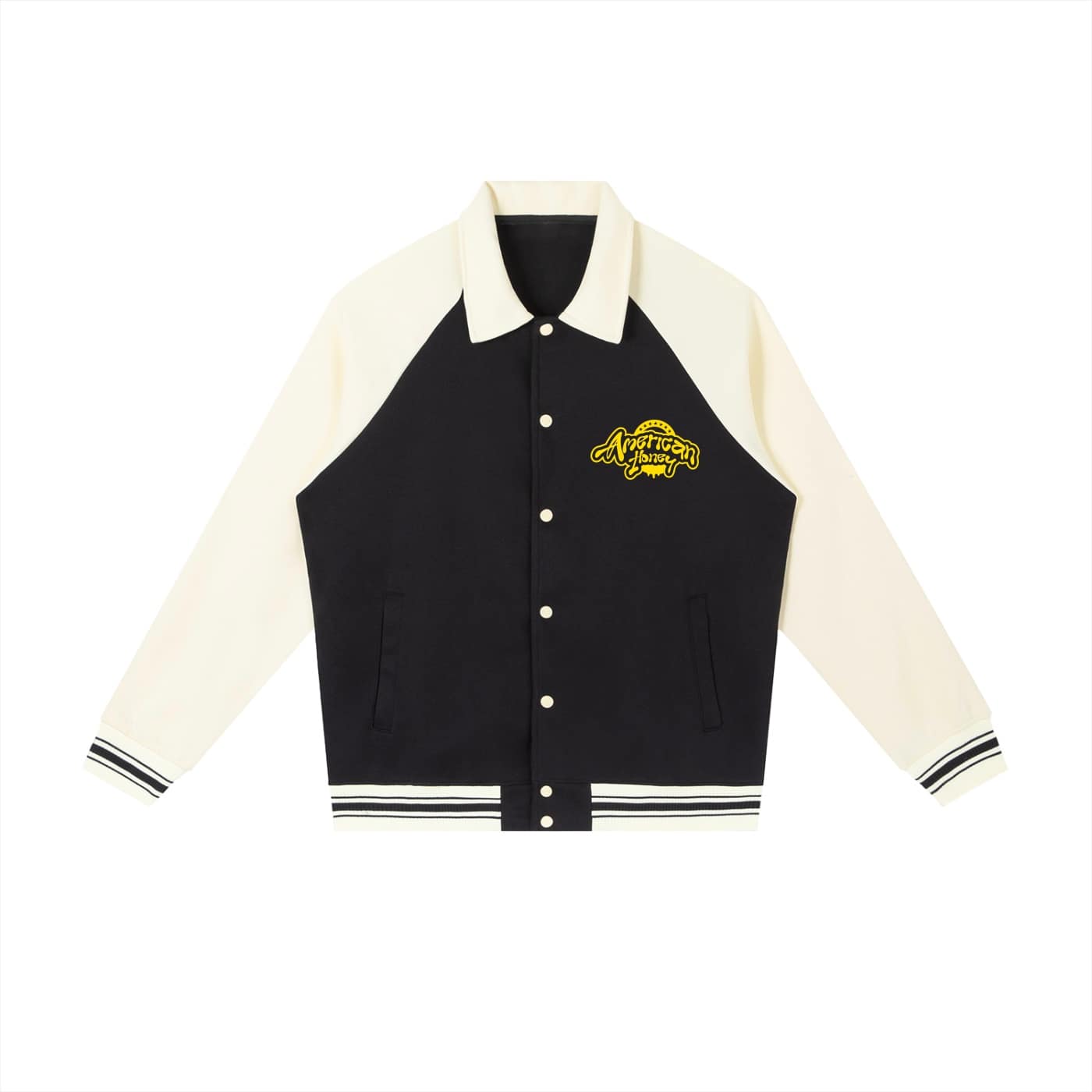 contrast raglan sleeve baseball jacket