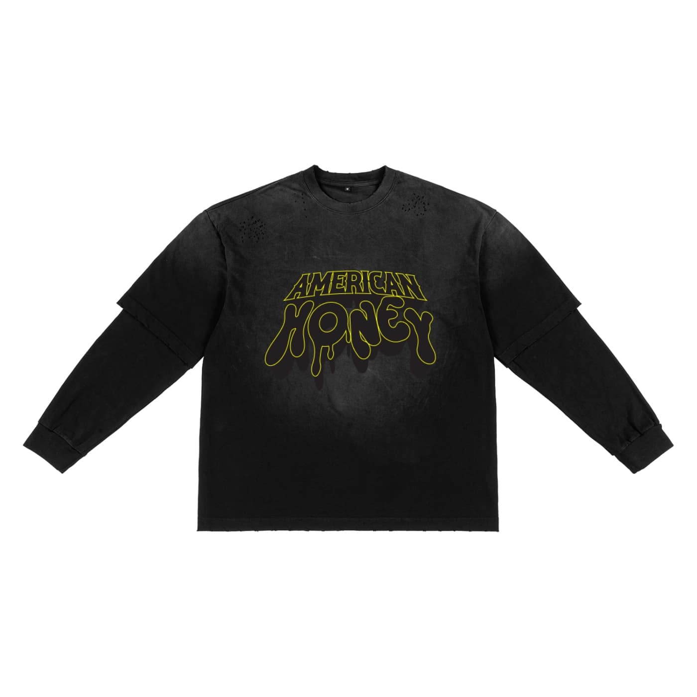 sunfade hand frayed faux two piece t shirt
