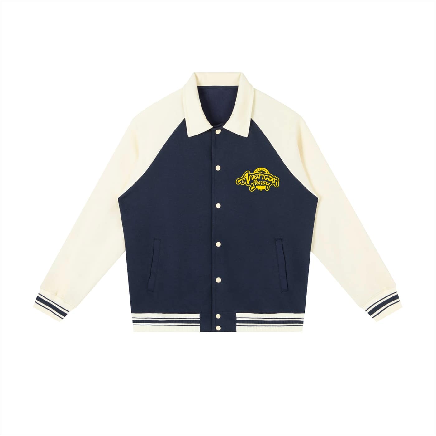 contrast raglan sleeve baseball jacket