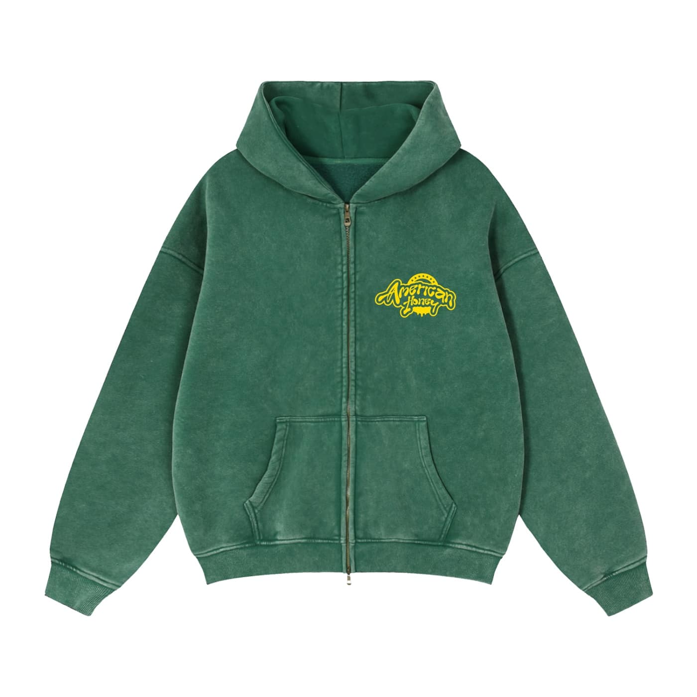 zip through boxy fleece hoodie