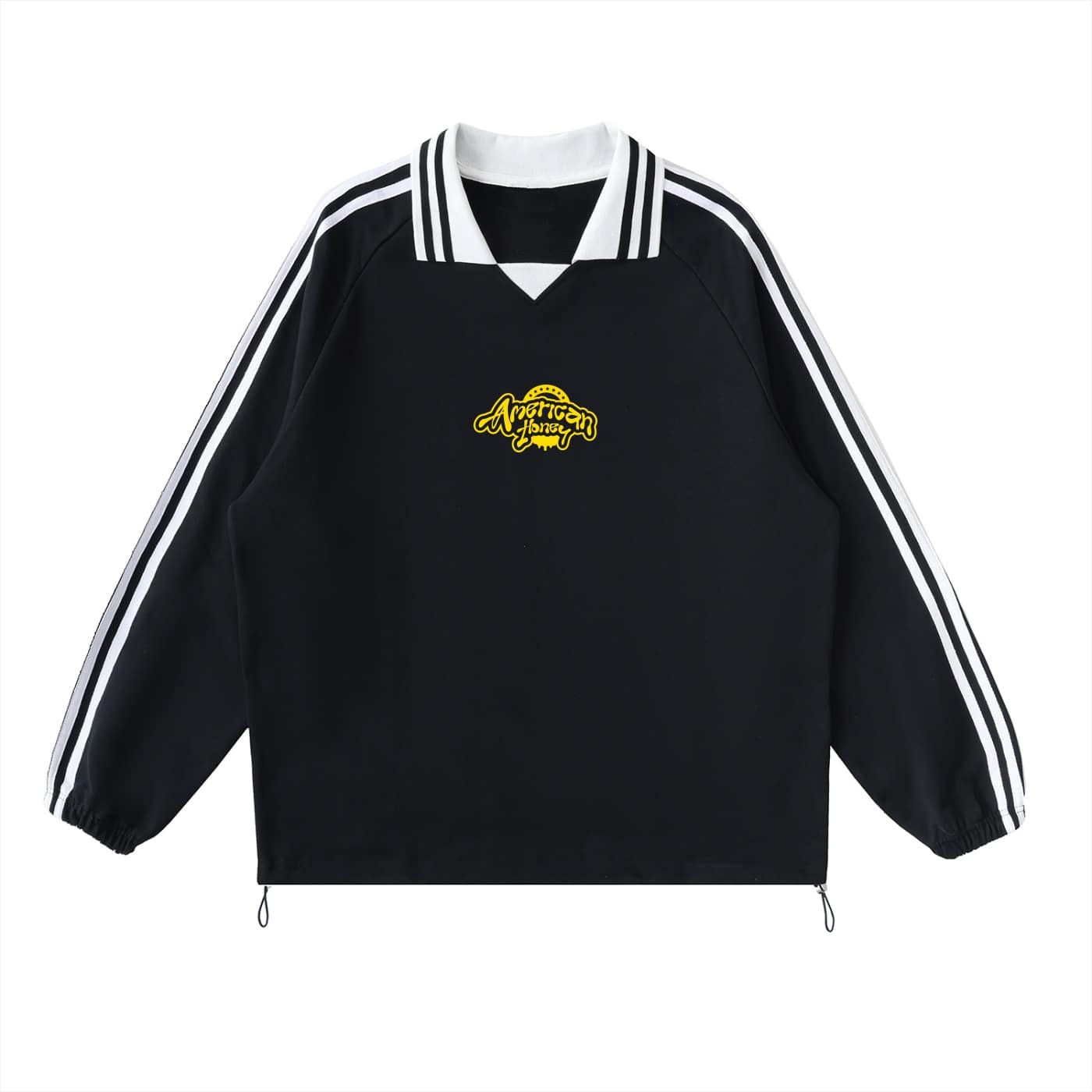 contrast striped lapel collar sweatshirt