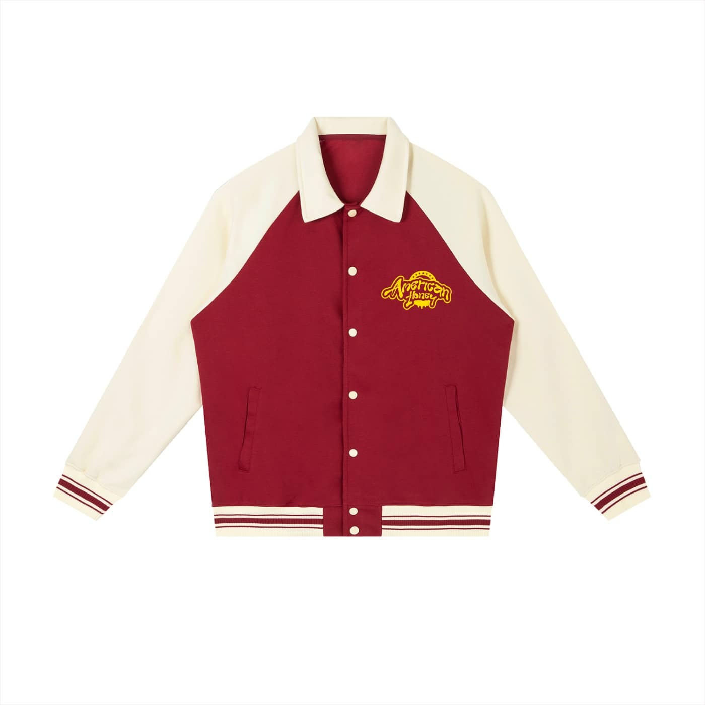 contrast raglan sleeve baseball jacket