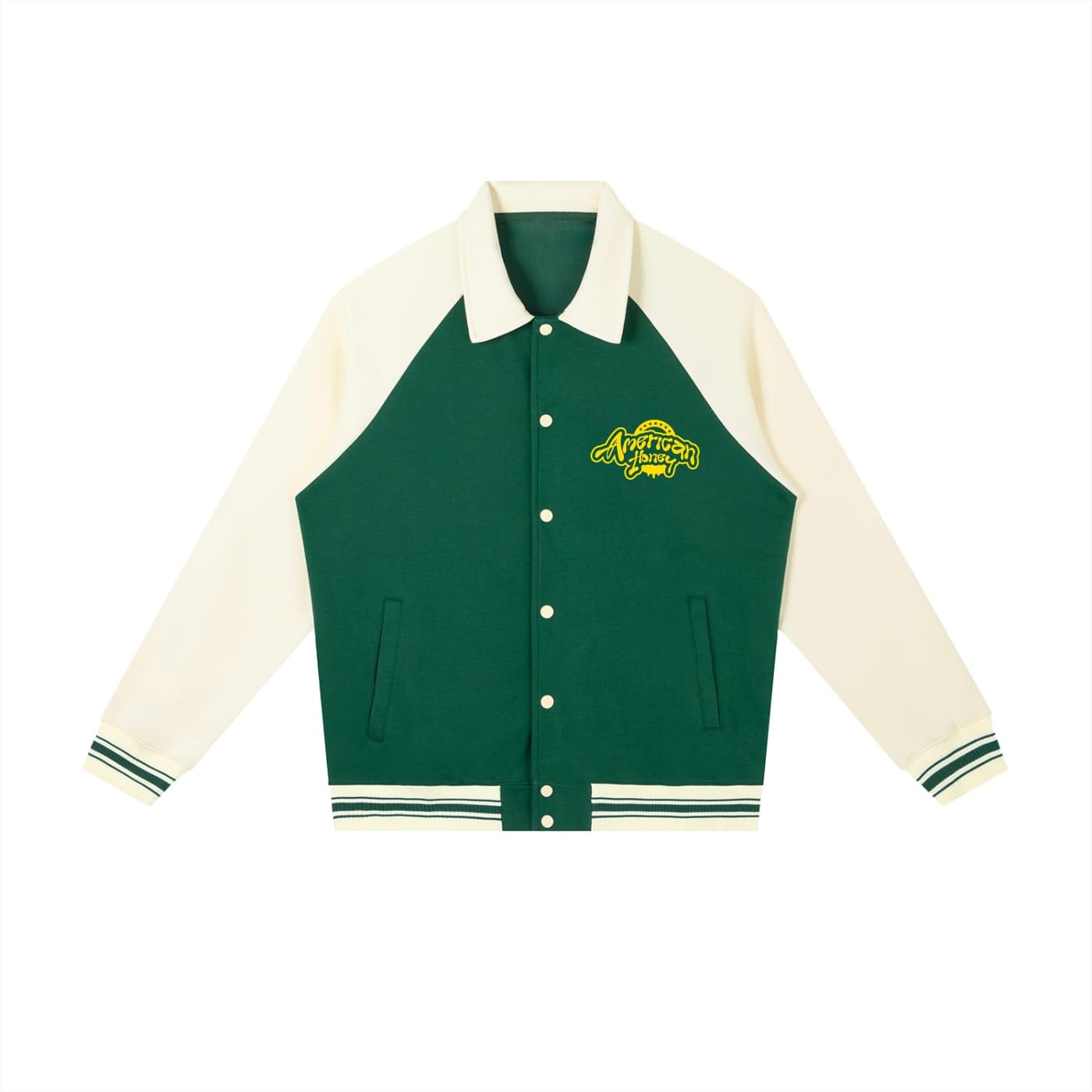 contrast raglan sleeve baseball jacket