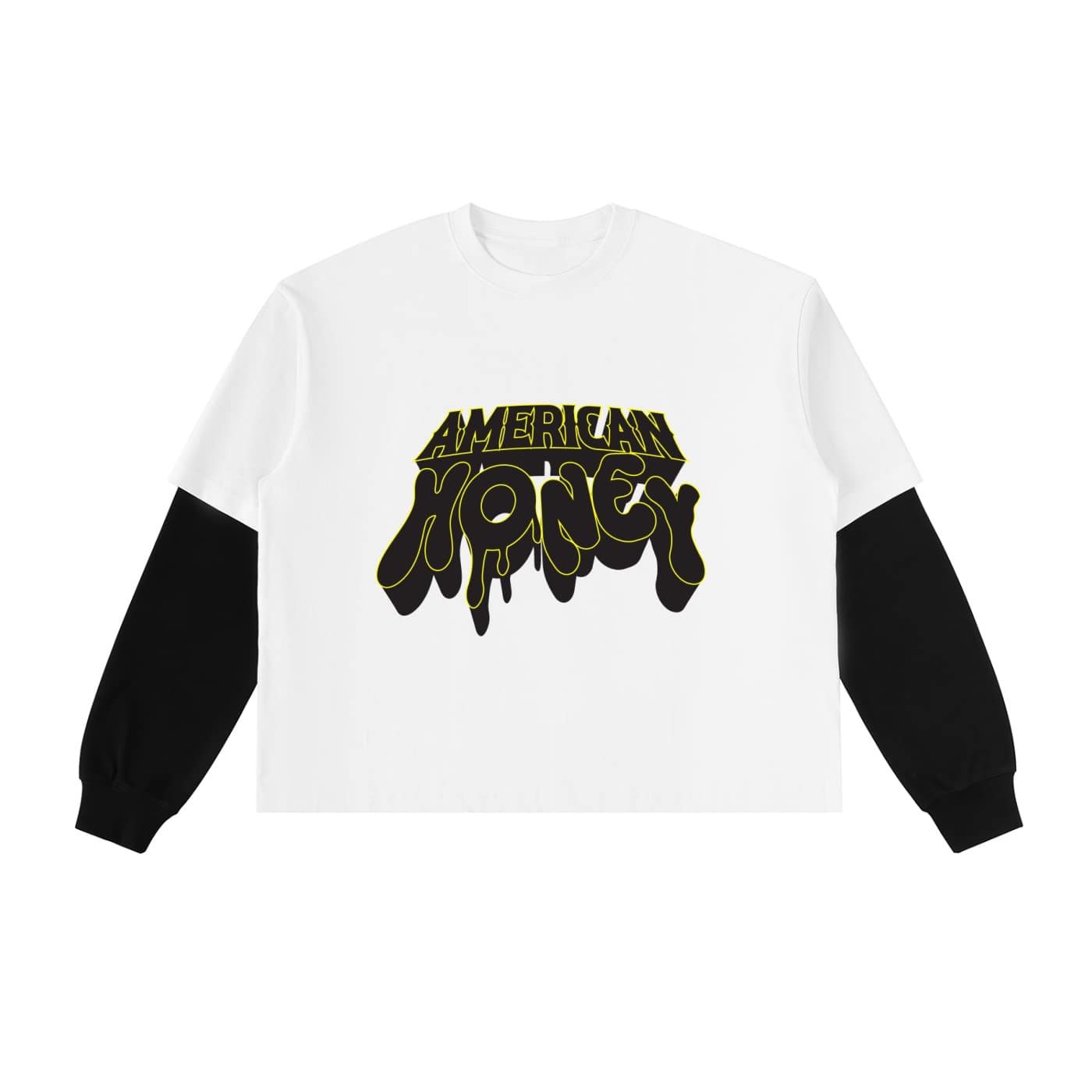layered contrast sleeve cotton t shirt