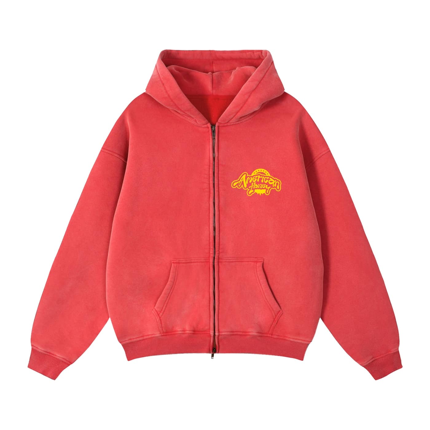 zip through boxy fleece hoodie