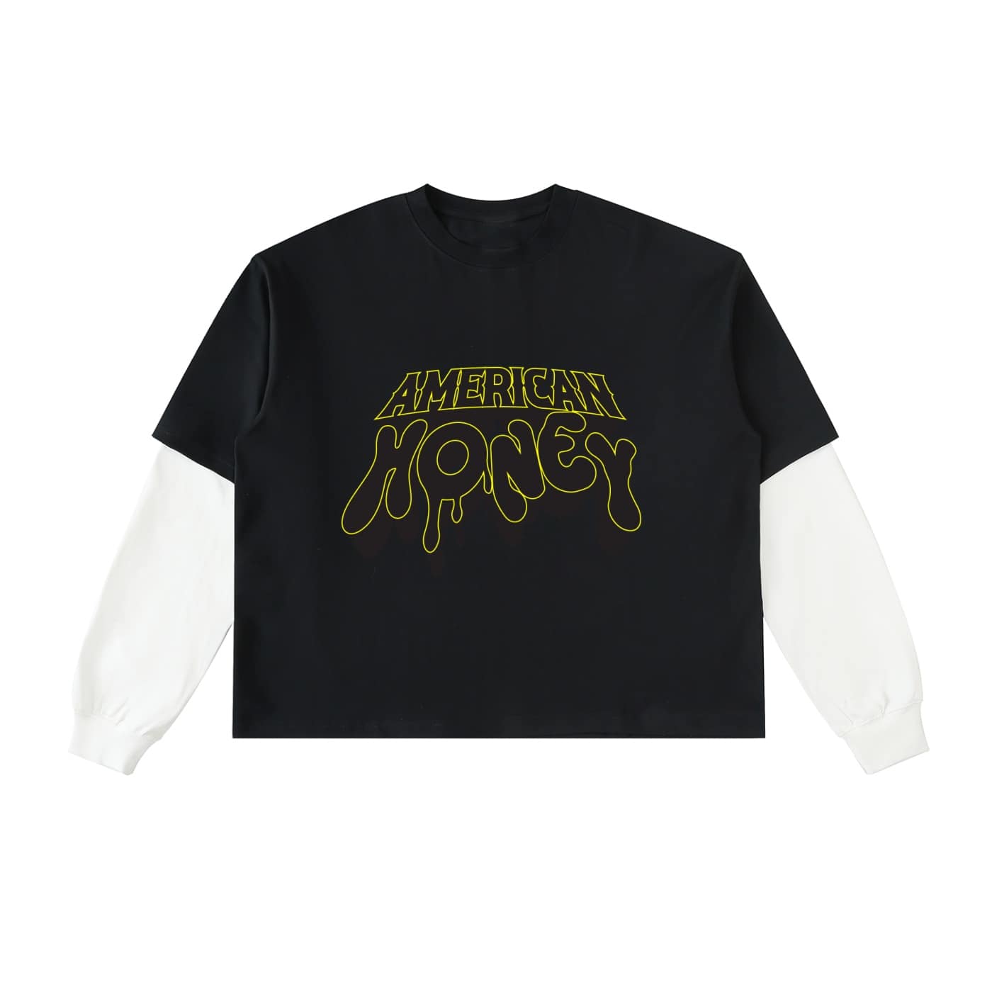 layered contrast sleeve cotton t shirt