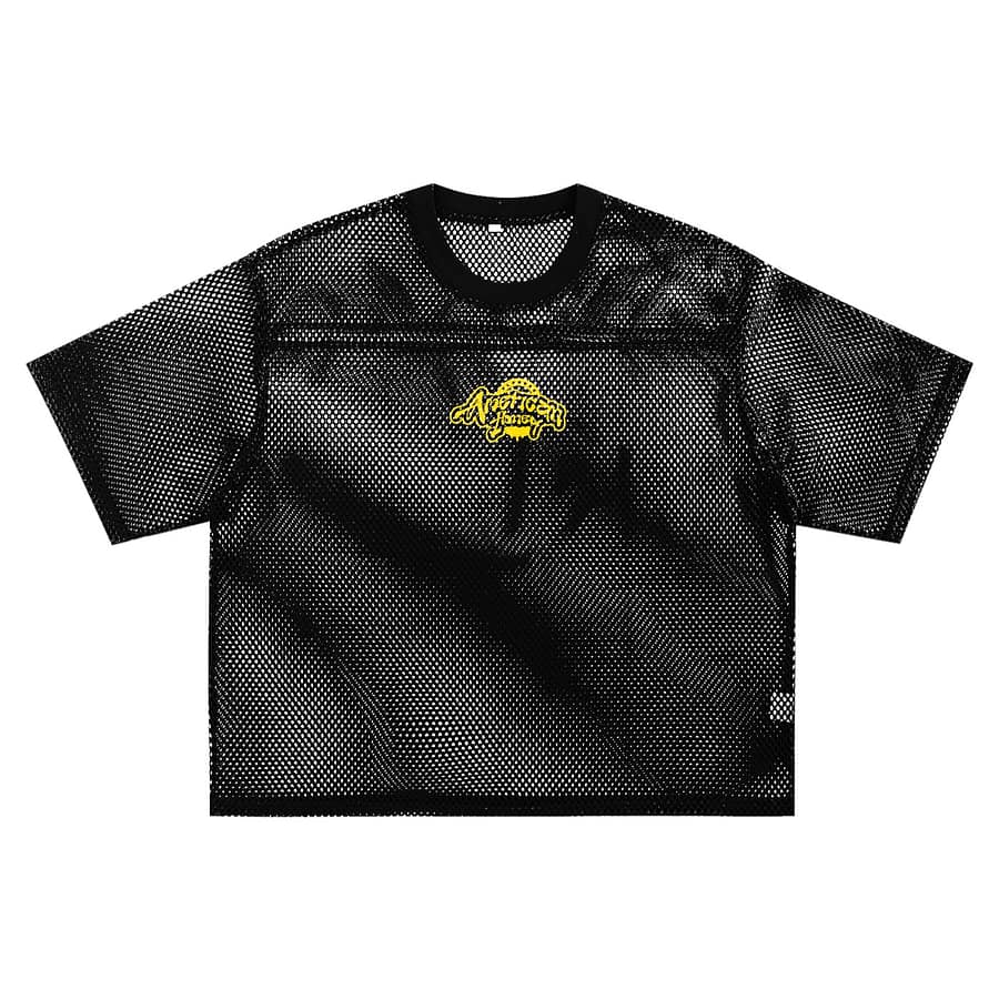 see through boxy net t shirt