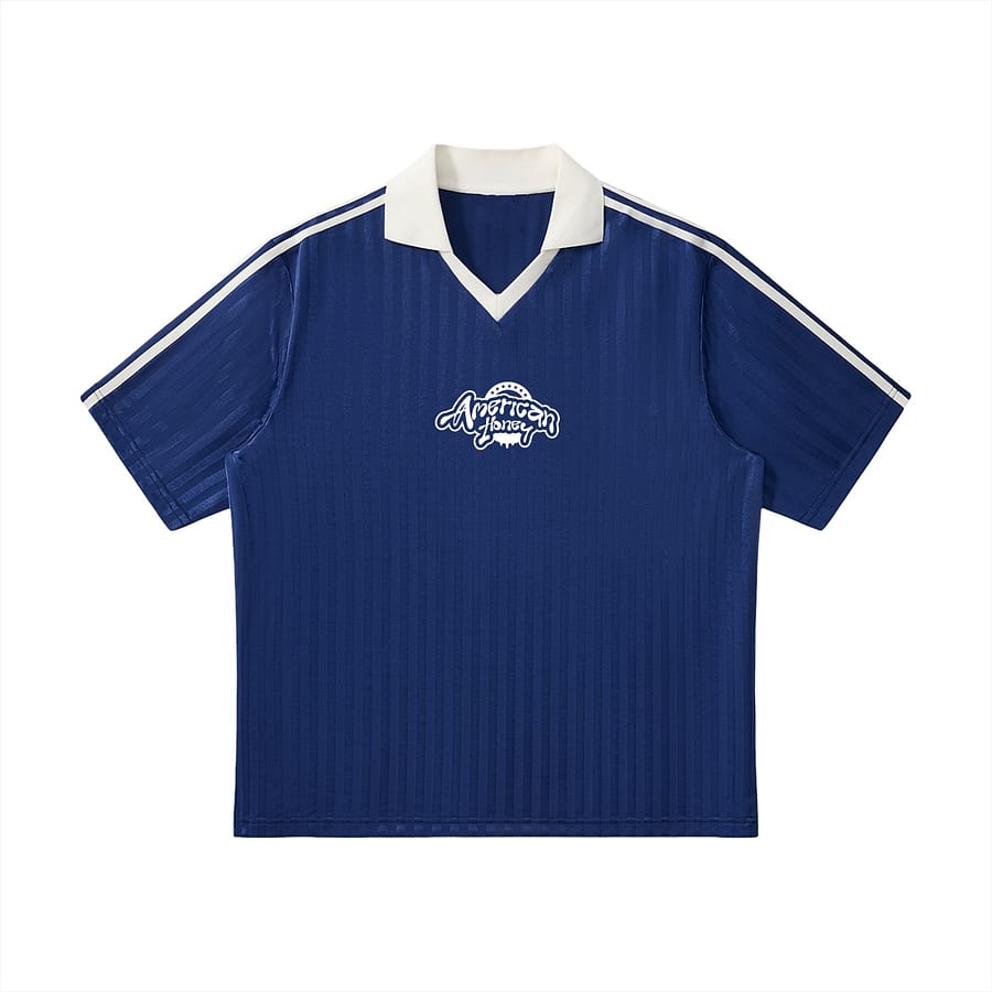 contrast collar striped soccer jersey